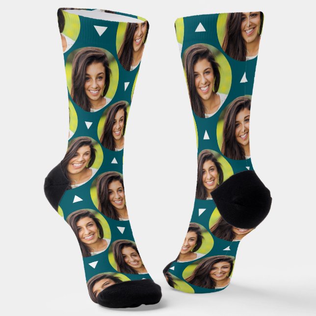 Calcetines Foto de Novia para Novia Fun Dark Verde azulado (Angular)