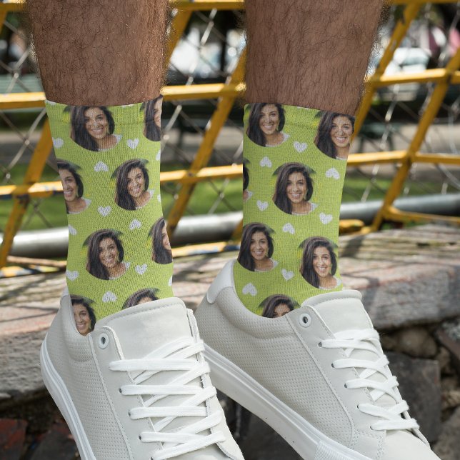 Calcetines Foto de Novia para Novio Chartreuse Heart (Subido por el creador)