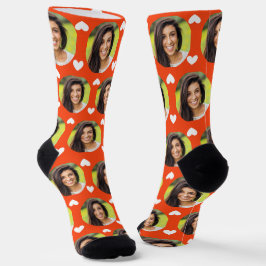 Calcetines Foto de Novia para Novio Naranja Deportiva