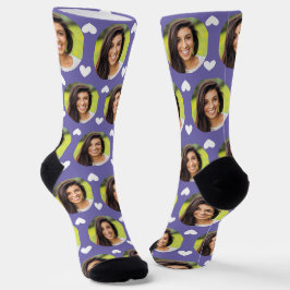 Calcetines Foto de Novia para Novio Periwinkle Heart