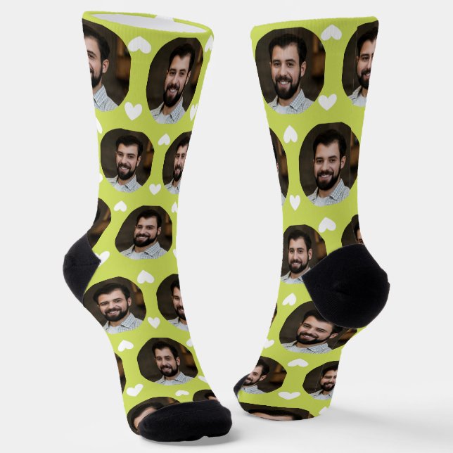 Calcetines Foto de Novio para Novia Chartreuse Heart (Angular)
