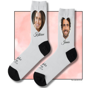 Calcetines Foto de novios con corazón nombre amor