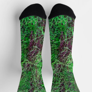 Calcetines Foto de textura de musgo de bosque verde vibrante