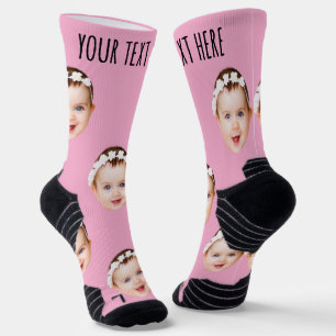 Calcetines Foto personalizada con texto para hombres y mujere