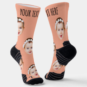Calcetines Foto personalizada con texto para hombres y mujere