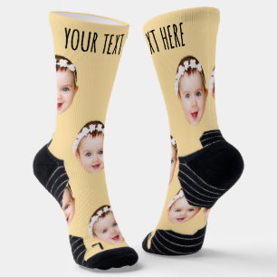 Calcetines Foto personalizada con texto para hombres y mujere