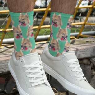 Calcetines Foto personalizada de cara de perro Mascota Mint g