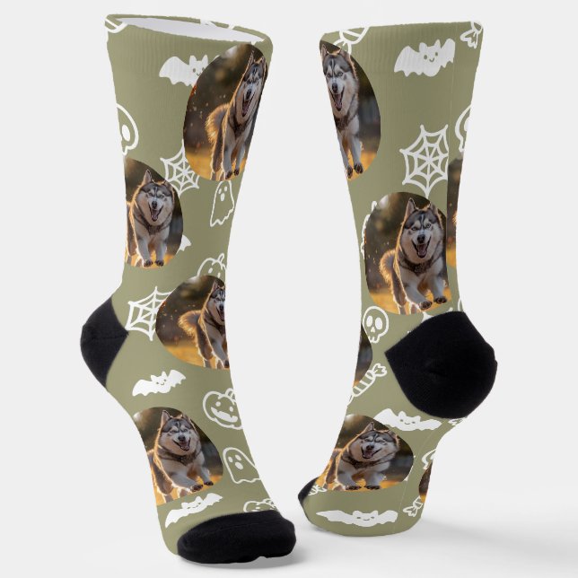 Calcetines Foto personalizada de Halloween - Garabatos (Angular)