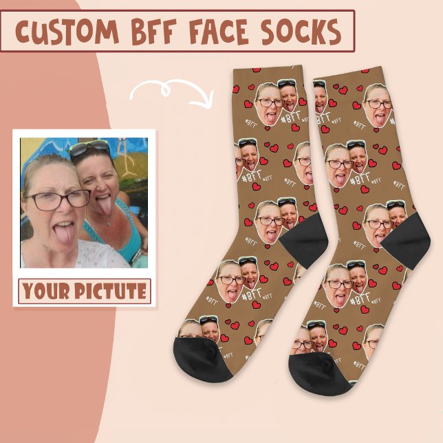 Calcetines Foto personalizada de los mejores amigos - Face on (Subido por el creador)
