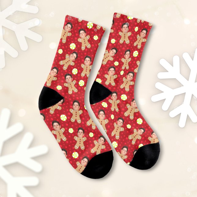 Calcetines Foto personalizado Face Gingerbread Hombres Navida (Subido por el creador)