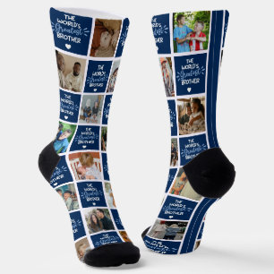Calcetines Fotomontaje del Mejor Hermano Azul del Mundo