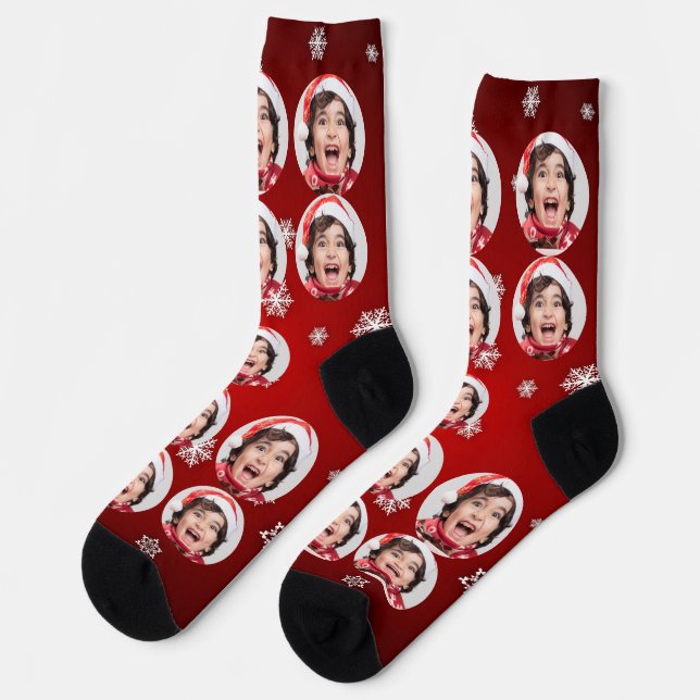 Calcetines Fotos personalizadas únicas con tema de navidades (Izquierda)