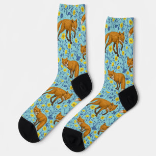 Calcetines Foxes y mariposas en azul de la piscina