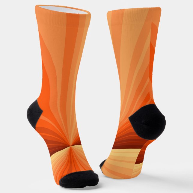 Calcetines Fractal gráfico de vainilla roja, Naranja abstract (Angular)
