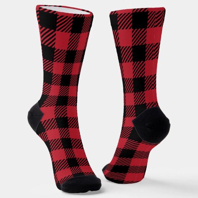 Calcetines Franela de Cuadro Escocés Búfalo Rojo y Negro Rúst (Angular)