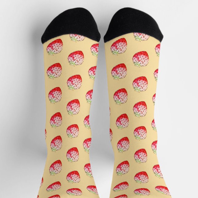 Calcetines fresa acuarela en amarillo (Arriba)