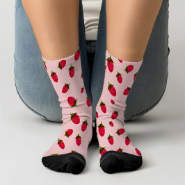 Calcetines Fresa Retro Rojo Rosa Cute Añadir Novedad Inicial