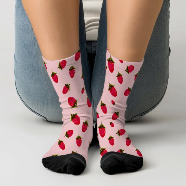 Calcetines Fresa Retro Rojo Rosa Cute Añadir Novedad Inicial (Subido por el creador)