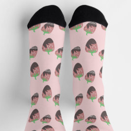 Calcetines Fresas Cubiertas de Chocolate Frutas Rosadas