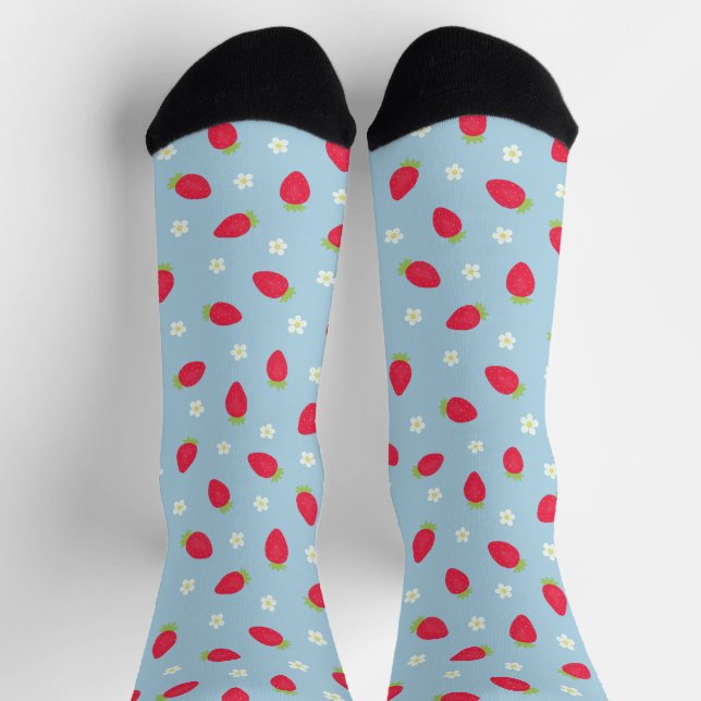 Calcetines Fresas de Verano (gran escala) Azul (Arriba)