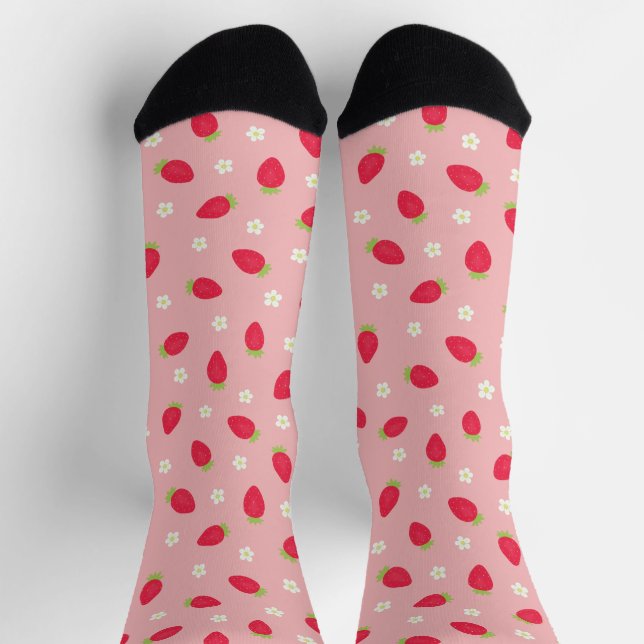 Calcetines Fresas de Verano (gran escala) Rosa (Arriba)
