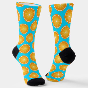Calcetines Fresco jugoso patrón de rodaja de naranja neón azu