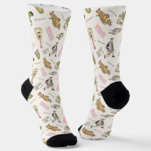 Calcetines FRIENDS™ Patrón de Dibujos Animados Marrón