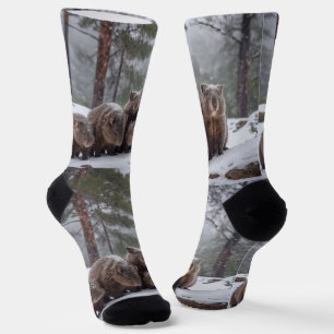 Calcetines Frozen Burrow: Familia Wombat australiana,