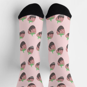 Calcetines Fruta rosa de fresas cubiertas de chocolate