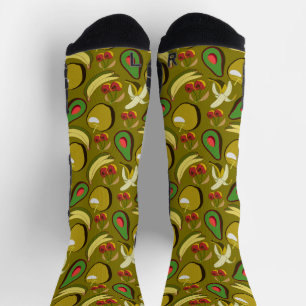Calcetines Fruto tropical sin soldadura patrón amarillo envol
