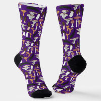 Fun Fungi Mushroom Fern Pattern Forraje Purple