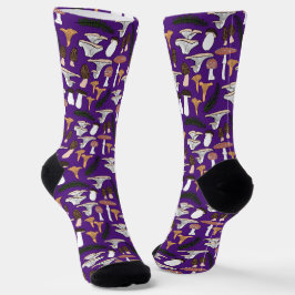 Calcetines Fun Fungi Mushroom Fern Pattern Forraje Purple