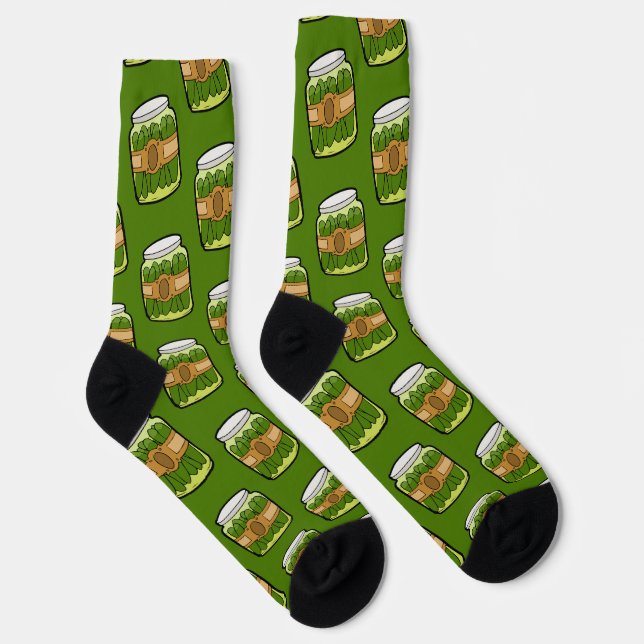 Calcetines Fun Green Pickle Jar Pattern Pickle (Derecha)