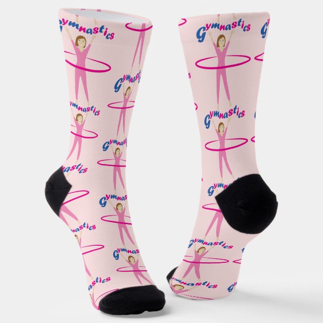 Calcetines Fun Gymnastics text Pink hula hoop girl (Angular)