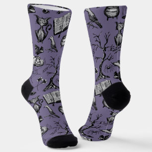 Calcetines Fun morado y negro fanfarrón Halloween