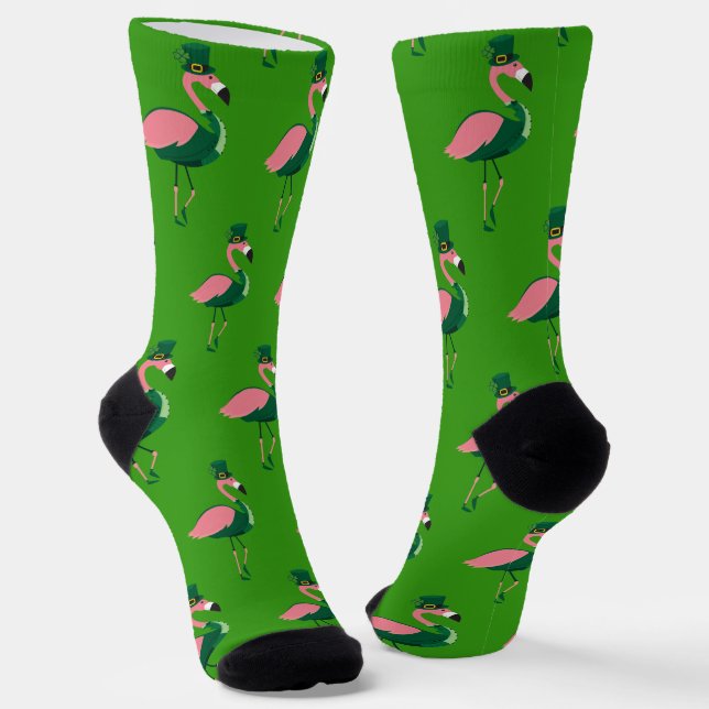 Calcetines Fun Novedad Flamingo St Patricks Day (Angular)