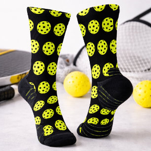 Calcetines Fun Pickleball Pattern Novedad amarilla