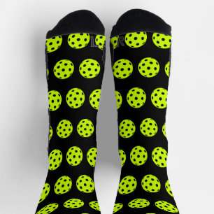 Calcetines Fun Pickleball Pattern Novedad amarilla