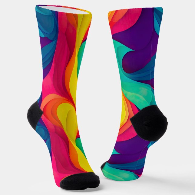 Calcetines Fun Rainbow Swirl Pattern Sustainable Socks (Angular)