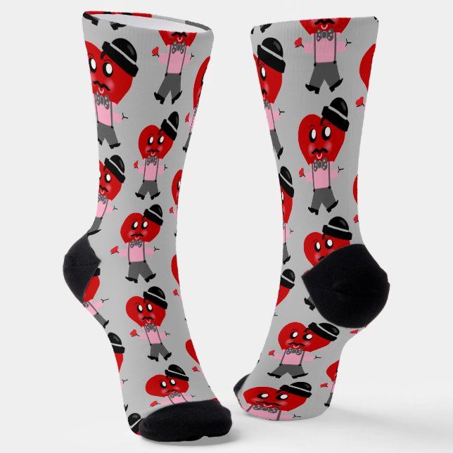 Calcetines Fun Red Heart Men de Valentines Socks (Angular)