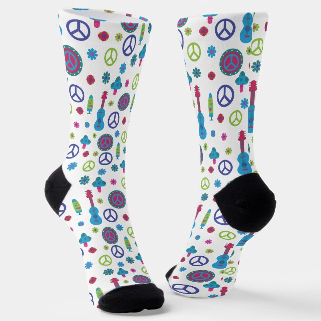 Calcetines Fun Retro 70's Peace Love & Music Colorful (Angular)