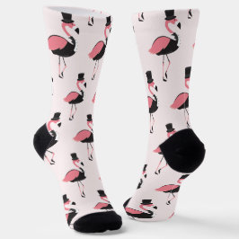 Calcetines Fun Rosa Flamingo Tuxedo Patrón Animal