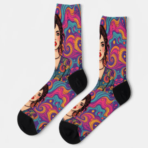 Calcetines Funky groovly colorido Brunette Belleza joven