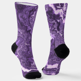 Calcetines Funky Trippy Boho Hippie Monocromo Mármol Púrpura