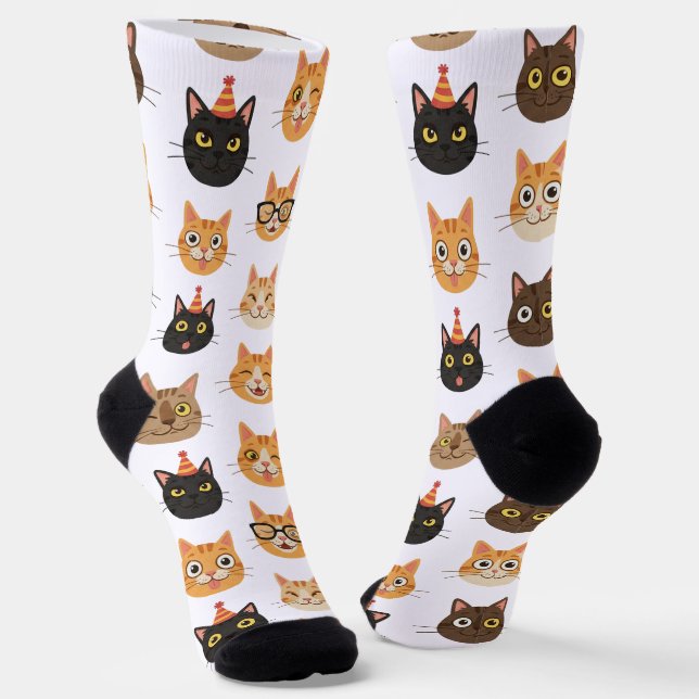 Calcetines Funny Cat Faces Pattern Crew Socks (Angular)