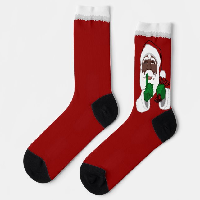 Calcetines Funny Christmas Socks African Santa Socks Custom (Izquierda)