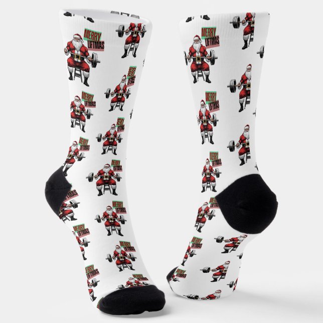 Calcetines Funny Fitness Navidades Liftmas Barbell Santa (Angular)