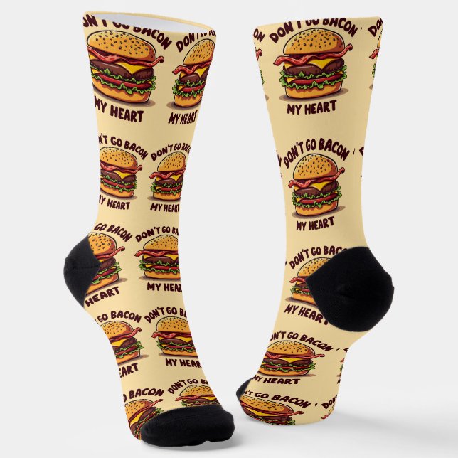 Calcetines Funny Food Pun Bacon Lover Cheeseburger Design (Angular)