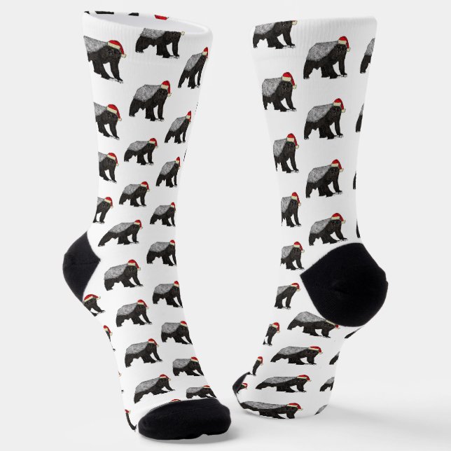 Calcetines Funny Honey Badger Badass Santa Navidades (Angular)