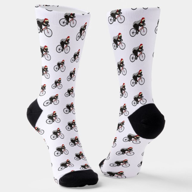 Calcetines Funny Honey Badger Santa Ciclistas Navidades (Angular)